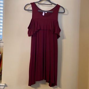 Maroon Cutout Shoulder Dress!